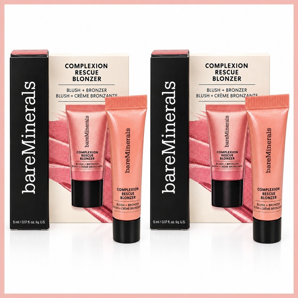 2 x BareMinerals Complexion Rescue Bronzer Blush Kiss of Mauve Travel Size